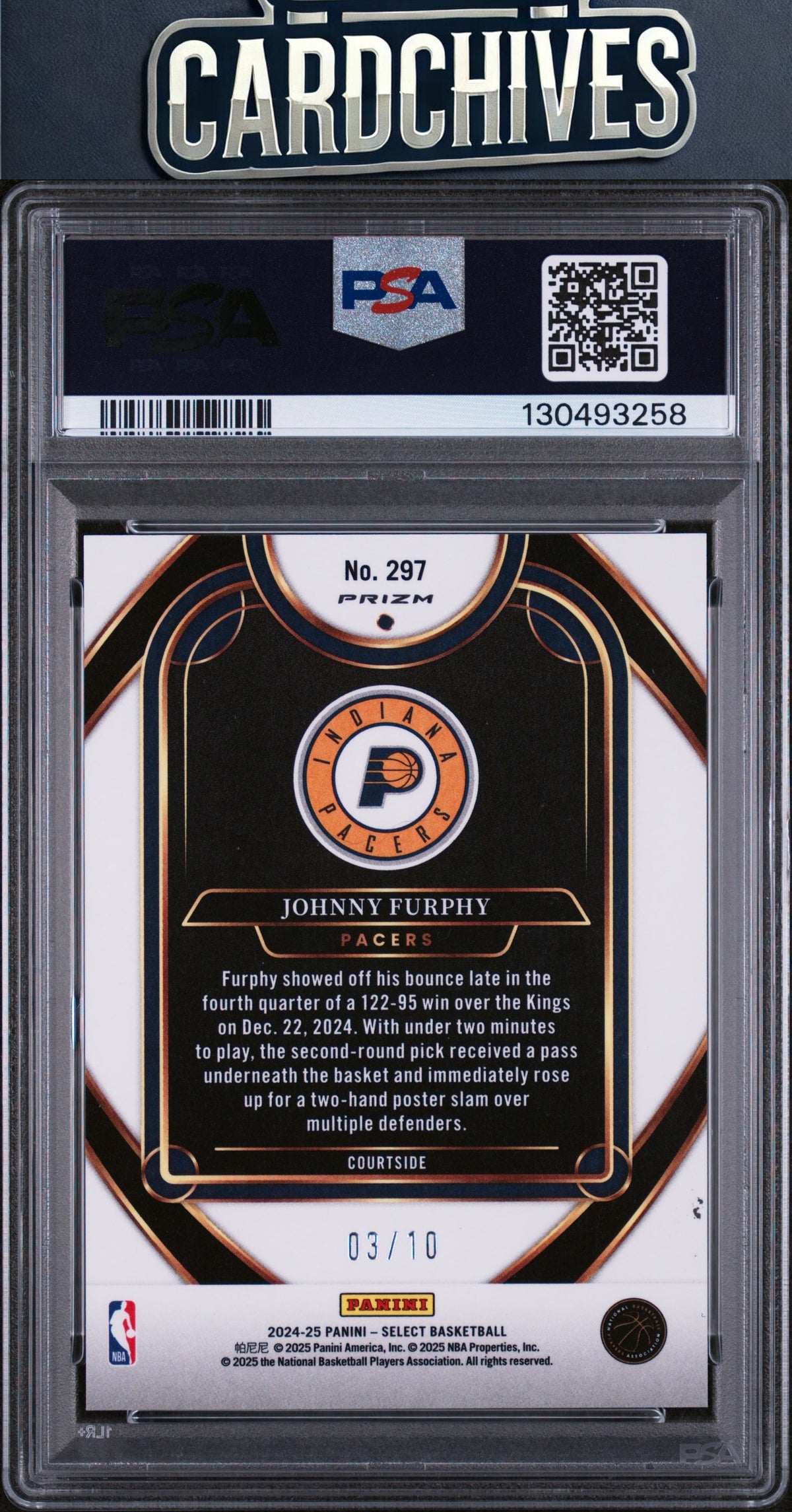 Johnny Furphy 2024-25 Panini Select #297 Gold Disco Prizm #/10 PSA 9 MINT
