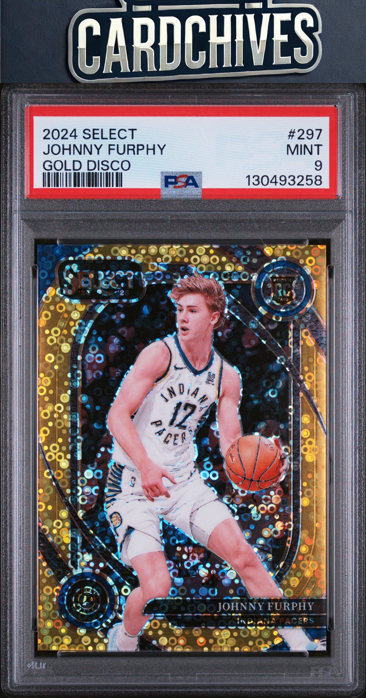 Johnny Furphy 2024-25 Panini Select #297 Gold Disco Prizm #/10 PSA 9 MINT