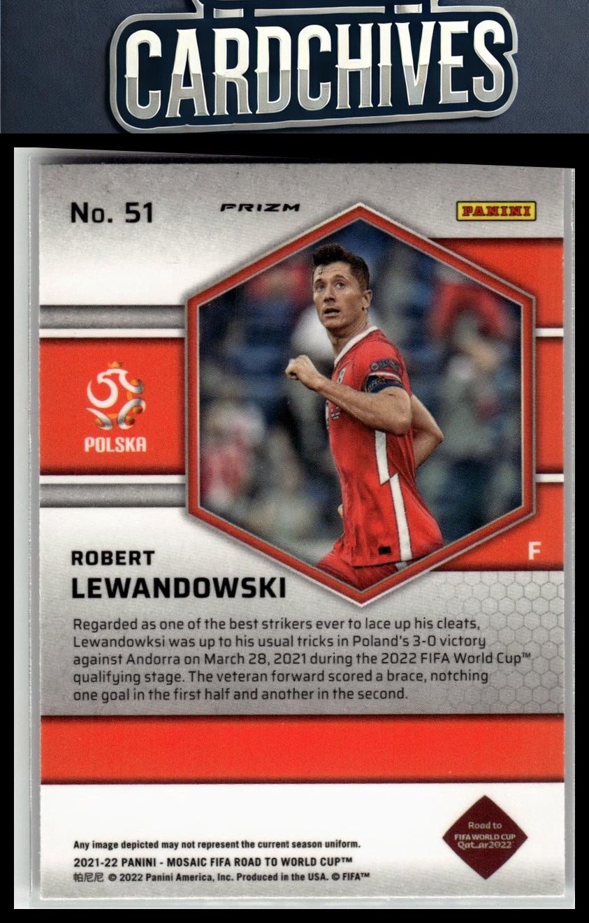 Robert Lewandowski 2021-22 Panini Road to FIFA World Cup #51 Mosaic Reactive Red