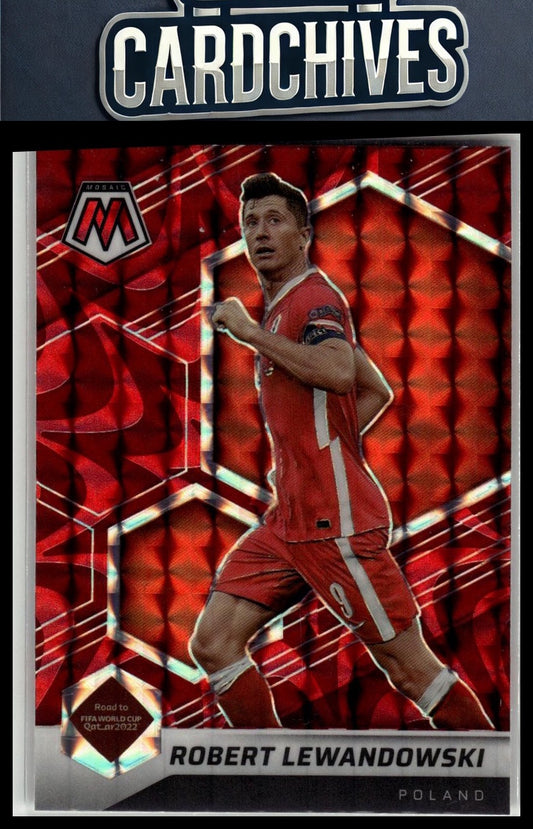 Robert Lewandowski 2021-22 Panini Road to FIFA World Cup #51 Mosaic Reactive Red