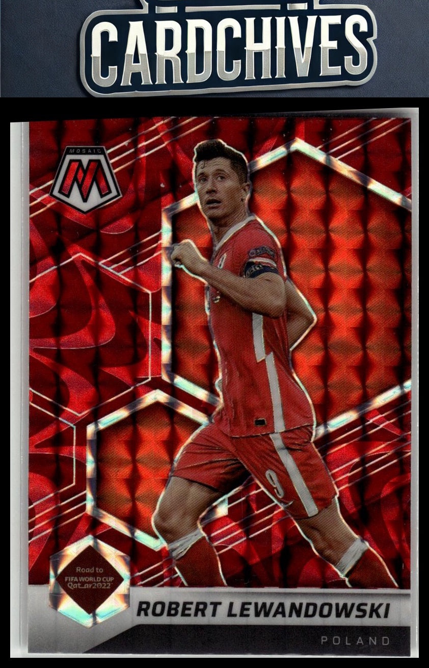 Robert Lewandowski 2021-22 Panini Road to FIFA World Cup #51 Mosaic Reactive Red