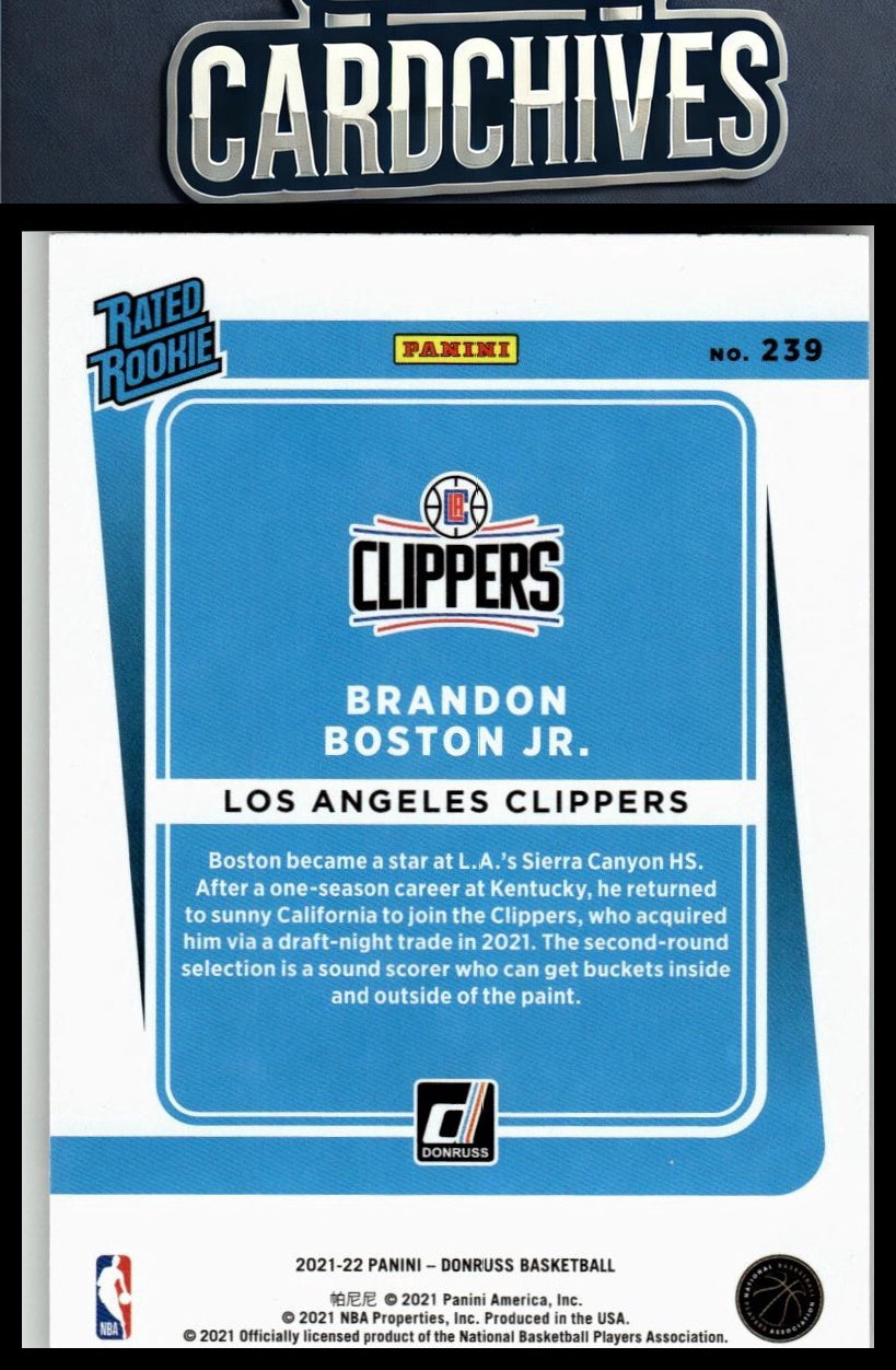 Brandon Boston Jr. 2021-22 Donruss #239 Rookie