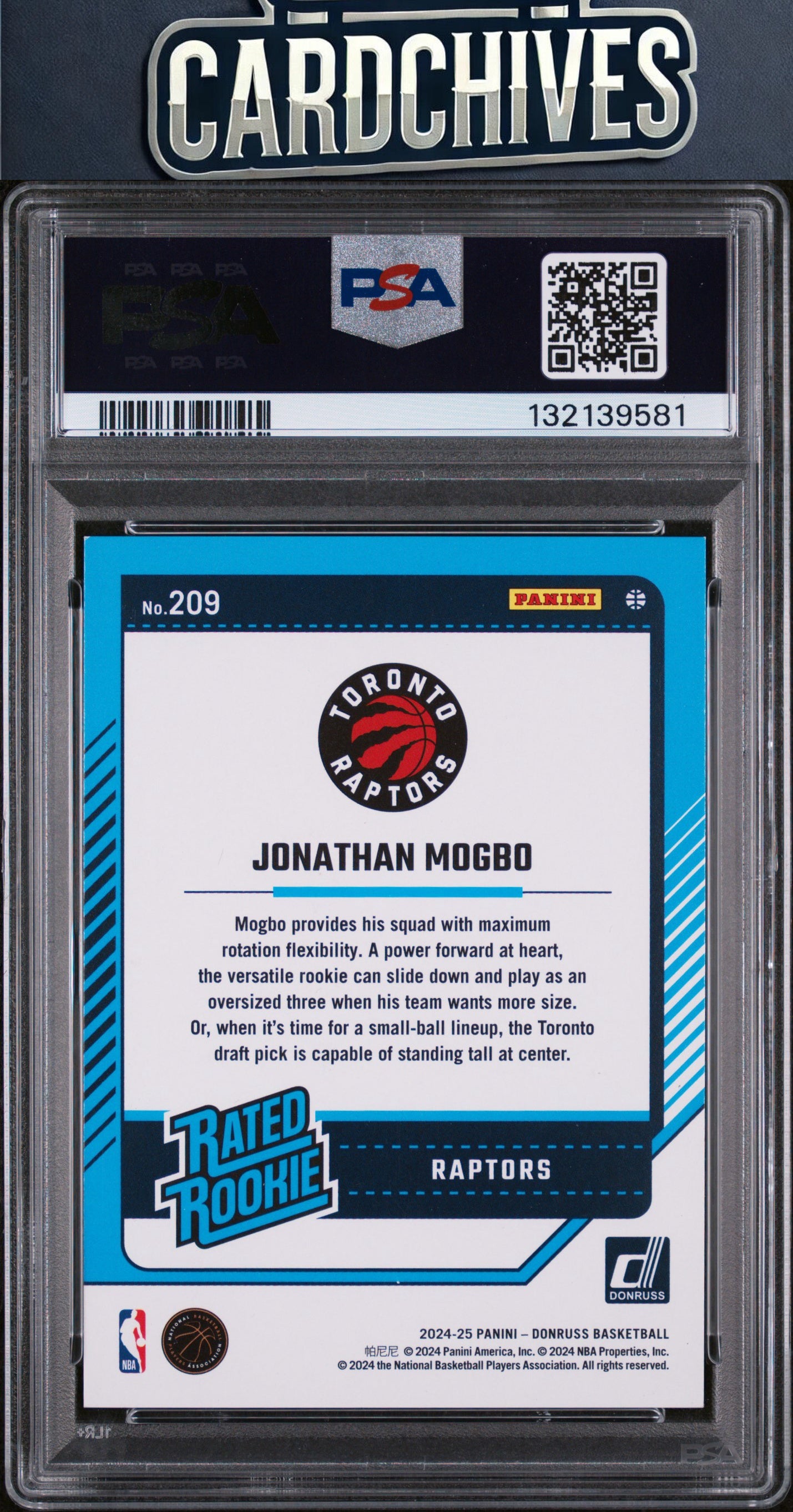 Jonathan Mogbo 2024-25 Donruss #209 Holo Pink Laser #/50 PSA 8 NM-MT