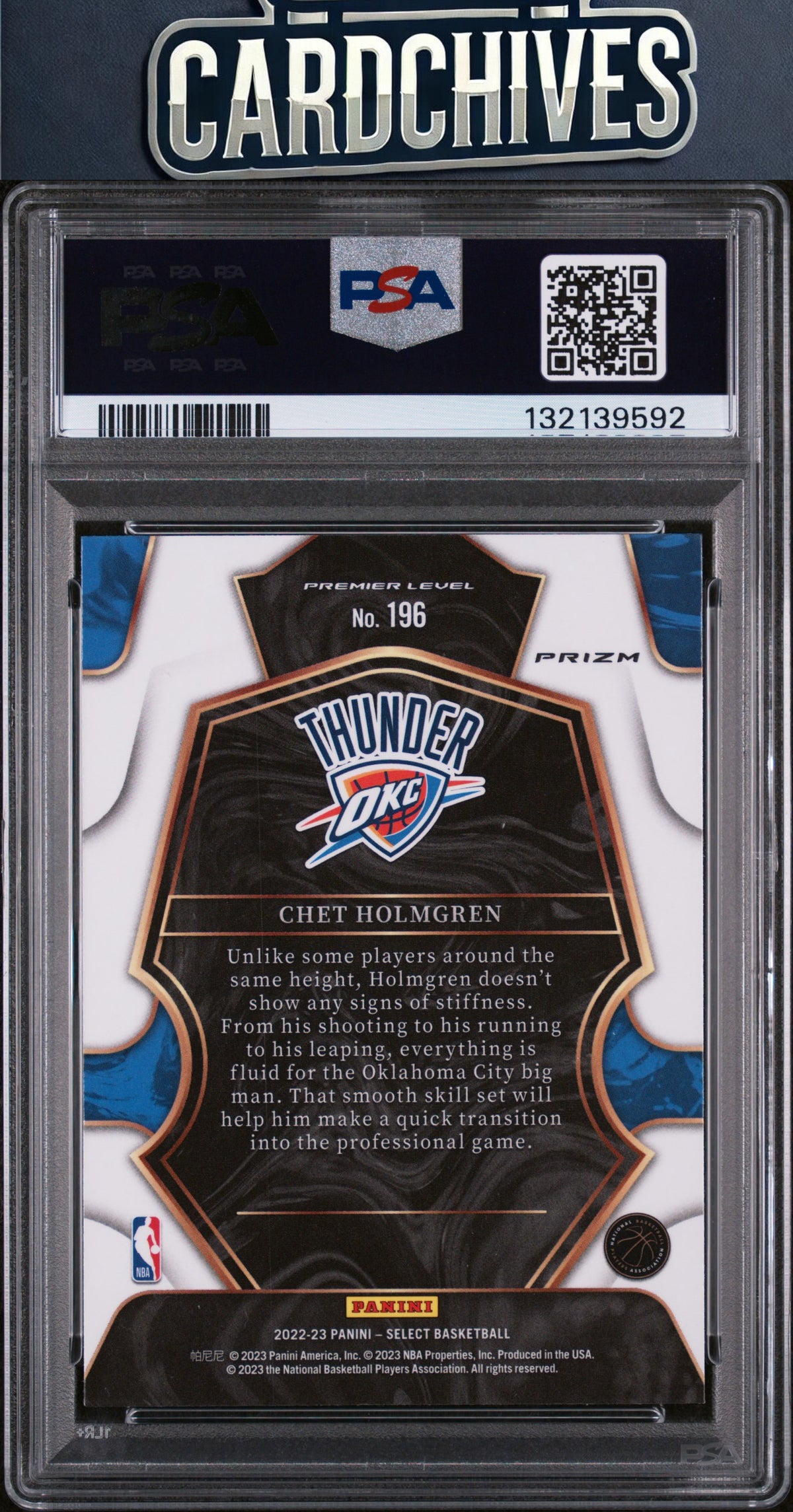 Chet Holmgren 2022-23 Panini Select #196 Red Wave Prizms PSA 10 GEM MT