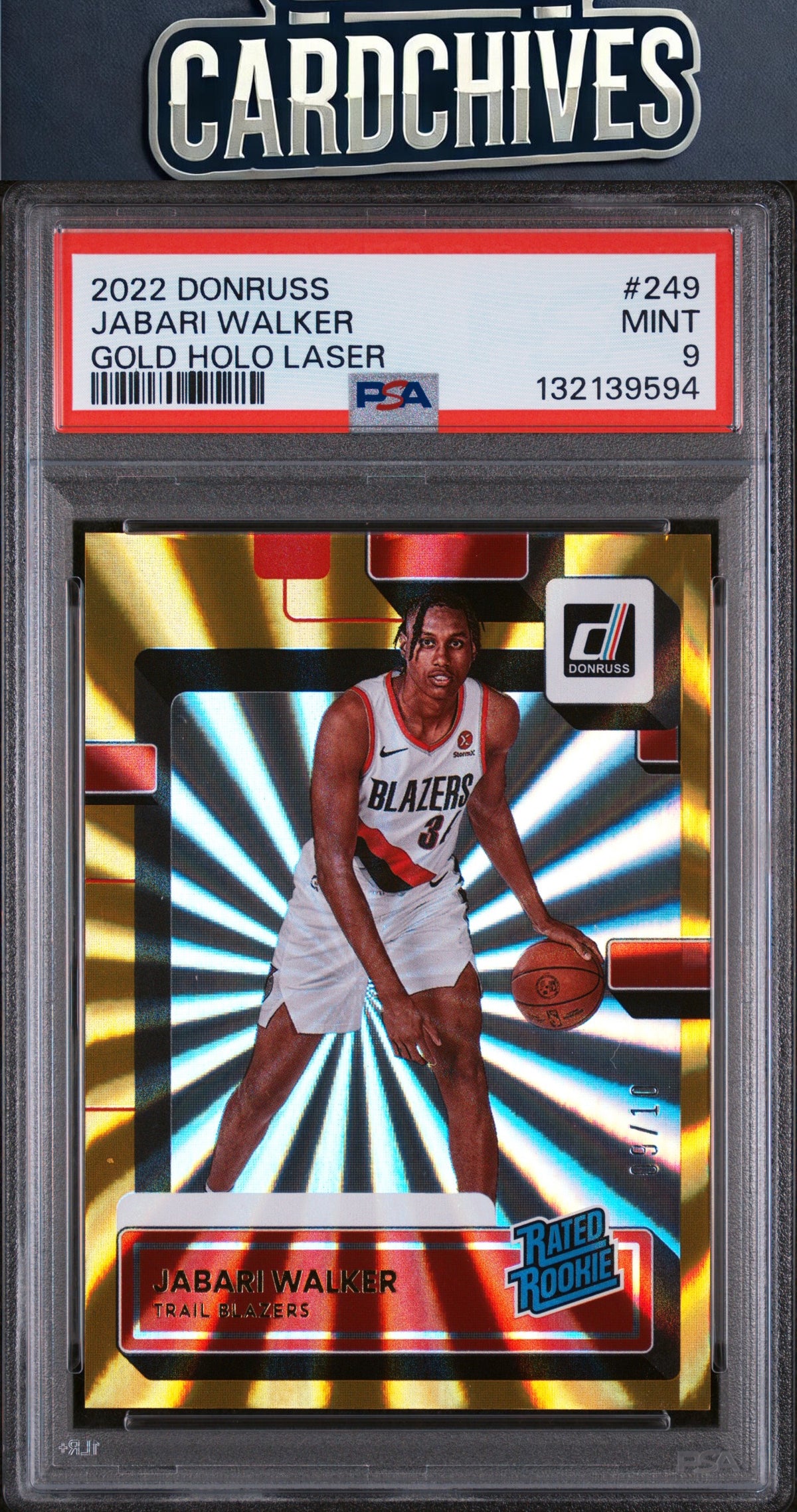 Jabari Walker 2022-23 Donruss #249 Holo Laser Gold #/10 PSA 9 MINT POP 2 🔥