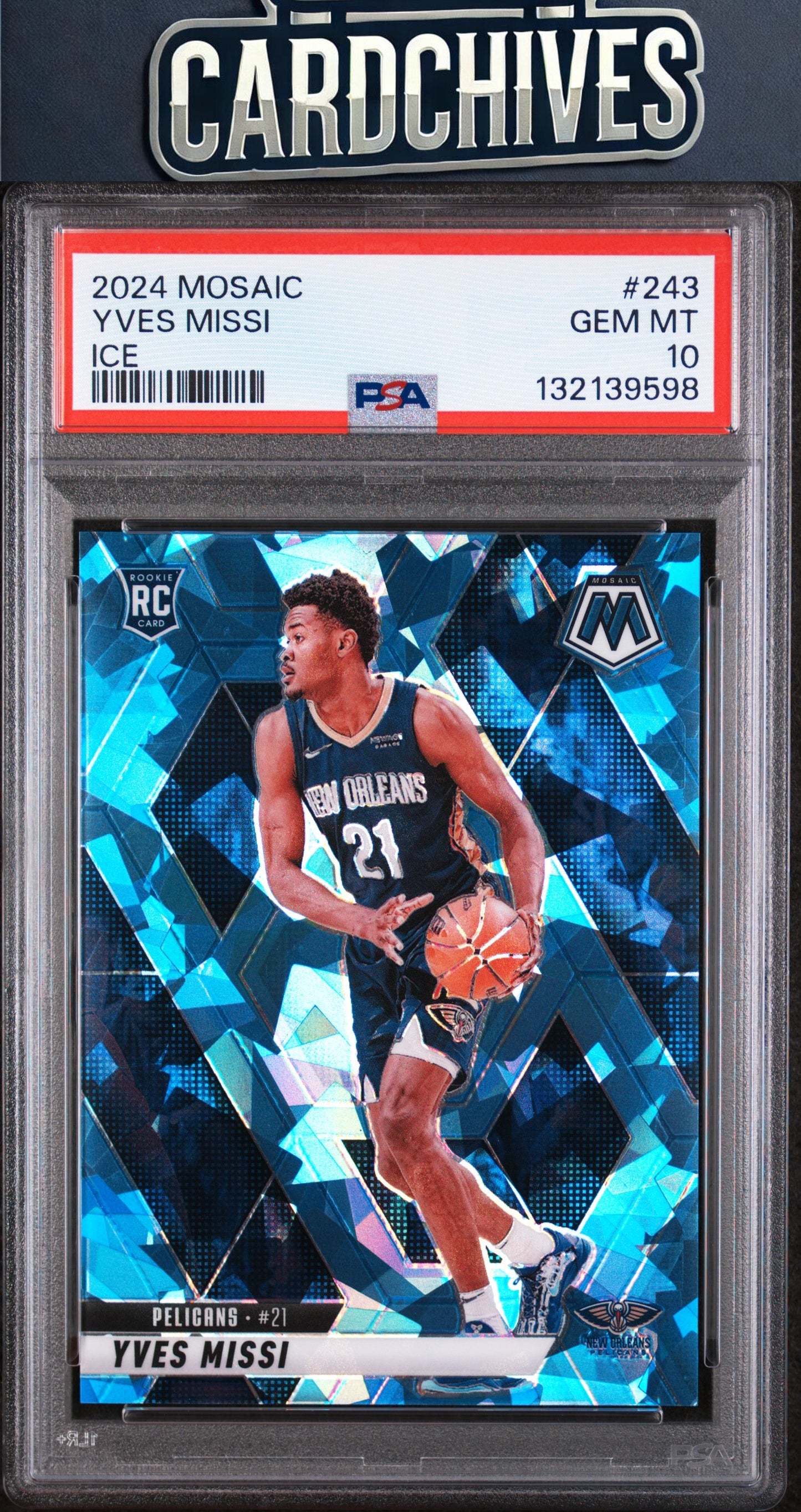 Yves Missi 2024-25 Panini Mosaic #243 Ice Mosaic #/125 PSA 10 GEM MT