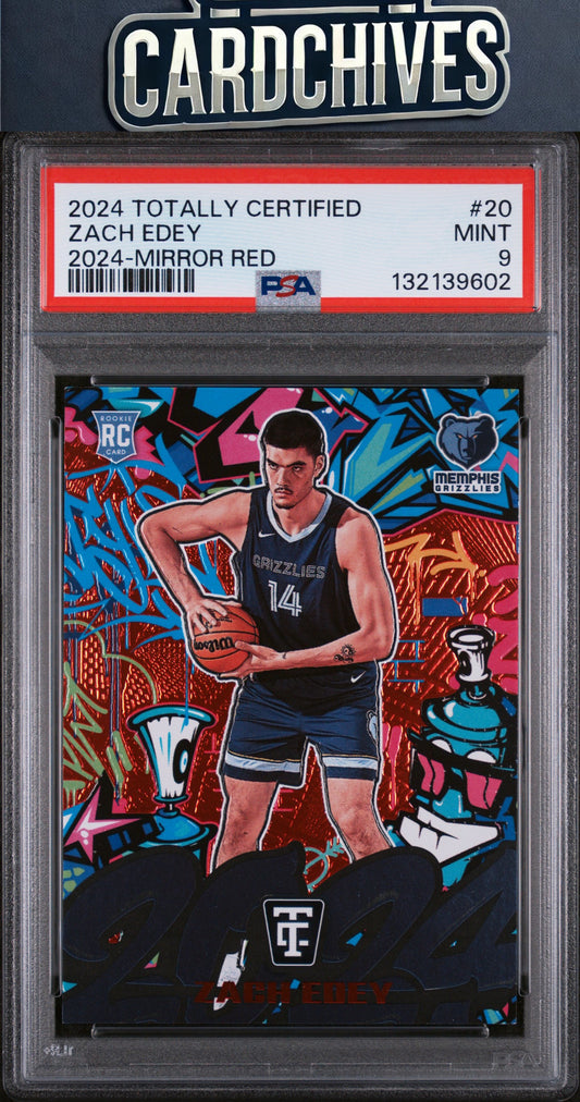 Zach Edey 2024-25 Panini Totally Certified #20 2024 Mirror Red #/99 PSA 9 MINT