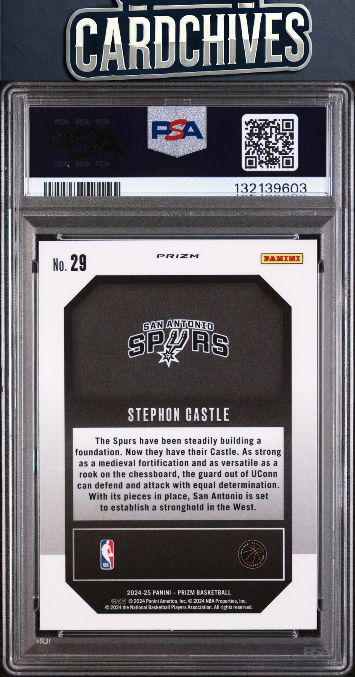 Stephon Castle 2024-25 Panini Prizm #29 Emergent Prizms Silver PSA 9 MINT