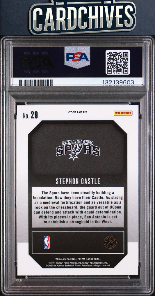 Stephon Castle 2024-25 Panini Prizm #29 Emergent Prizms Silver PSA 9 MINT