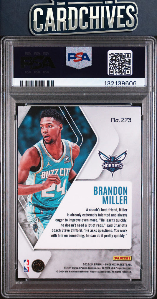 Brandon Miller 2023-24 Panini Phoenix #273 Phoenix Blue Ice PSA 8 NM-MT