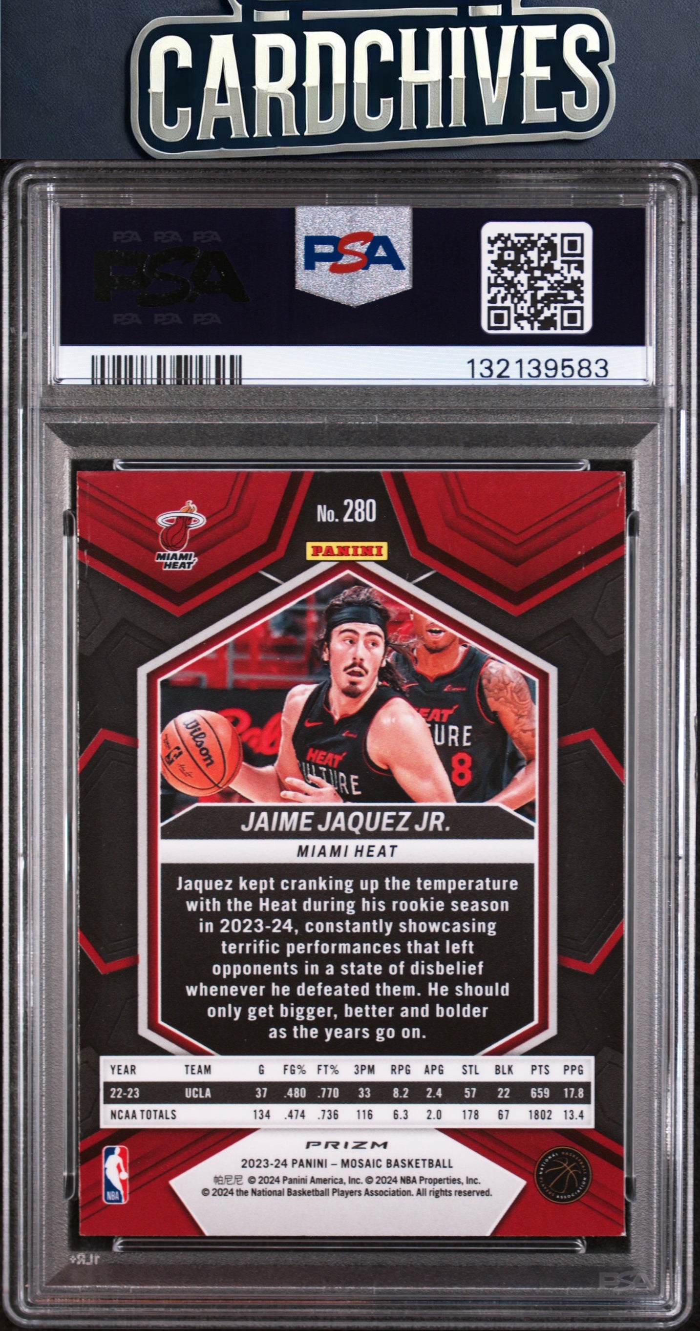 Jaime Jaquez Jr. 2023-24 Panini Mosaic #280 Genesis PSA 9 MINT