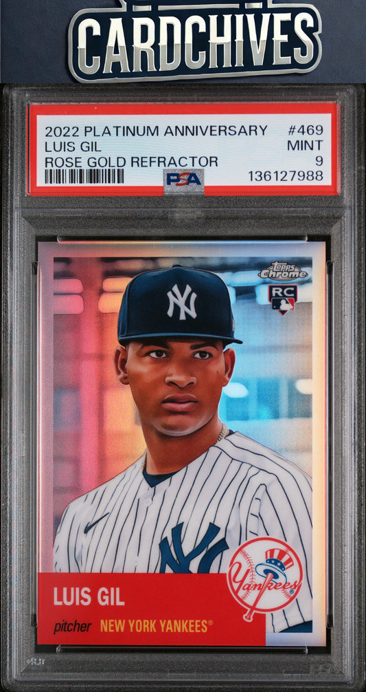 Luis Gil 2022 Topps Chrome Platinum Anni #469 Rose Gold Refractor #/75 PSA 9