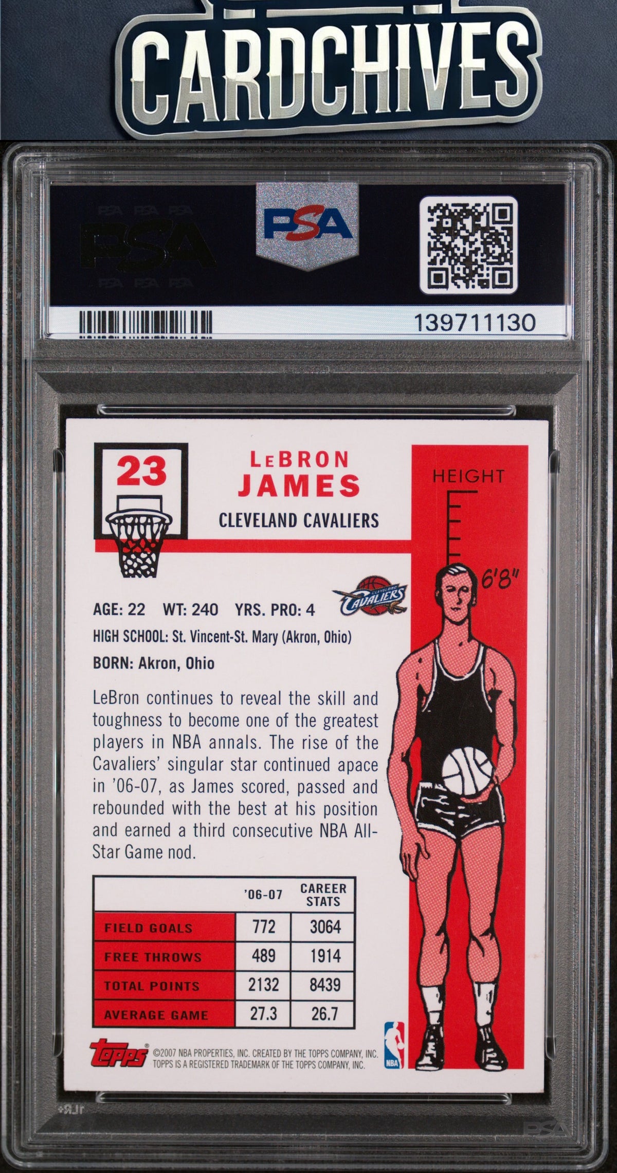 Lebron James 2007-08 Topps #23 1957-58 Variations PSA 6 EX-MT