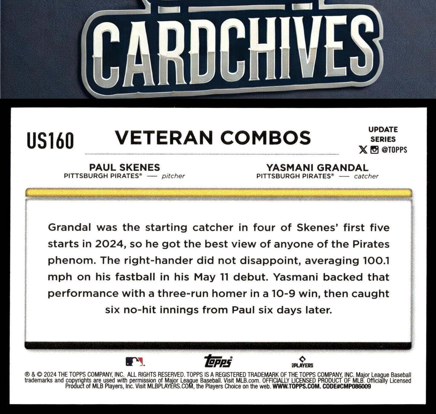 Duo An Immediate Hit: Skenes Gasses Up Grandal 2024 Topps Update #US160