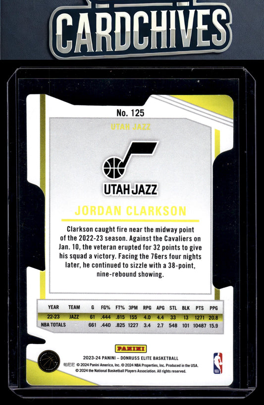 Jordan Clarkson 2023-24 Donruss Elite #125 Aspirations #/99 SN
