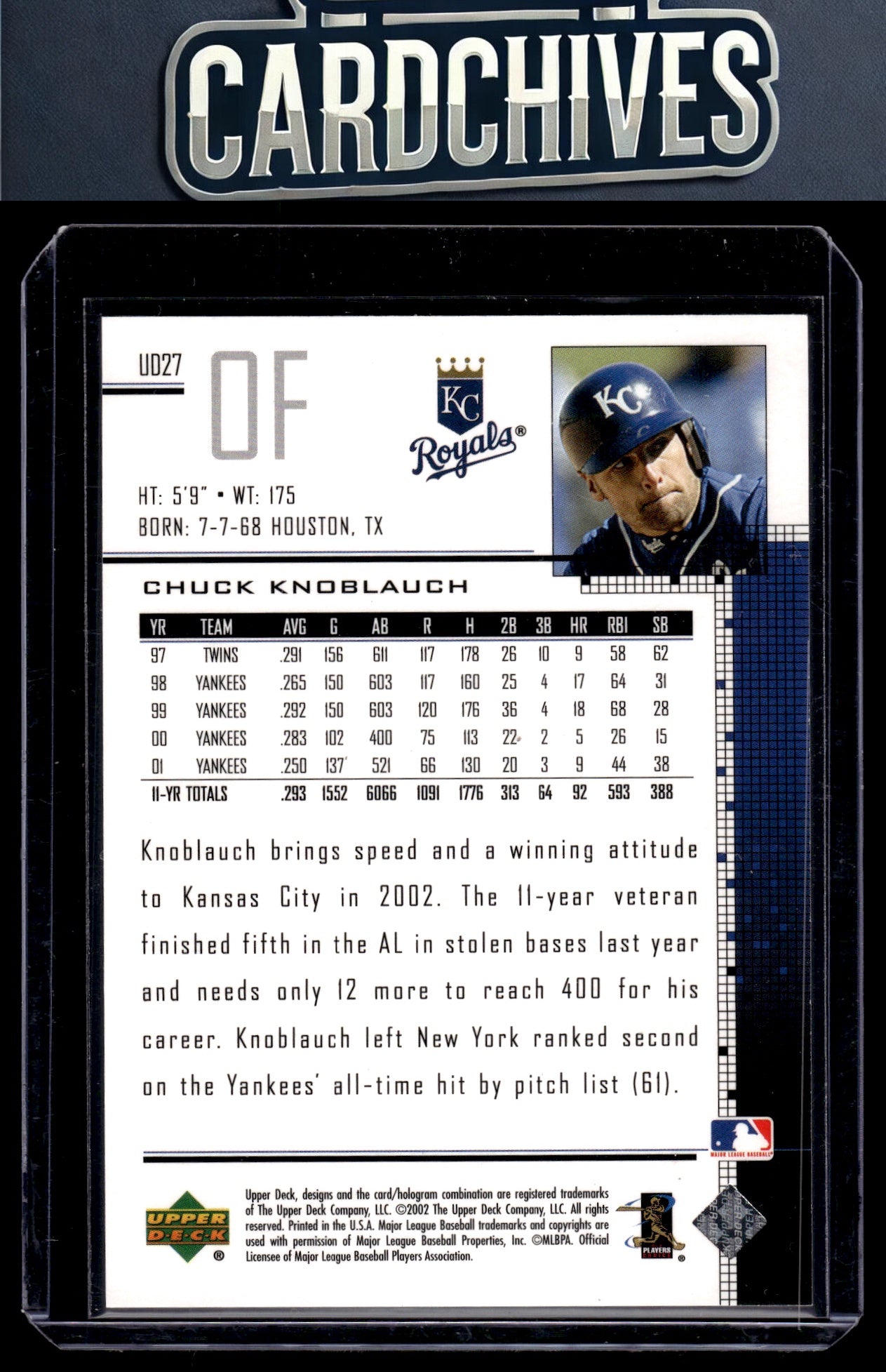Chuck Knoblauch 2002 Upper Deck #UD27 UD Plus Hobby #/1125 SN