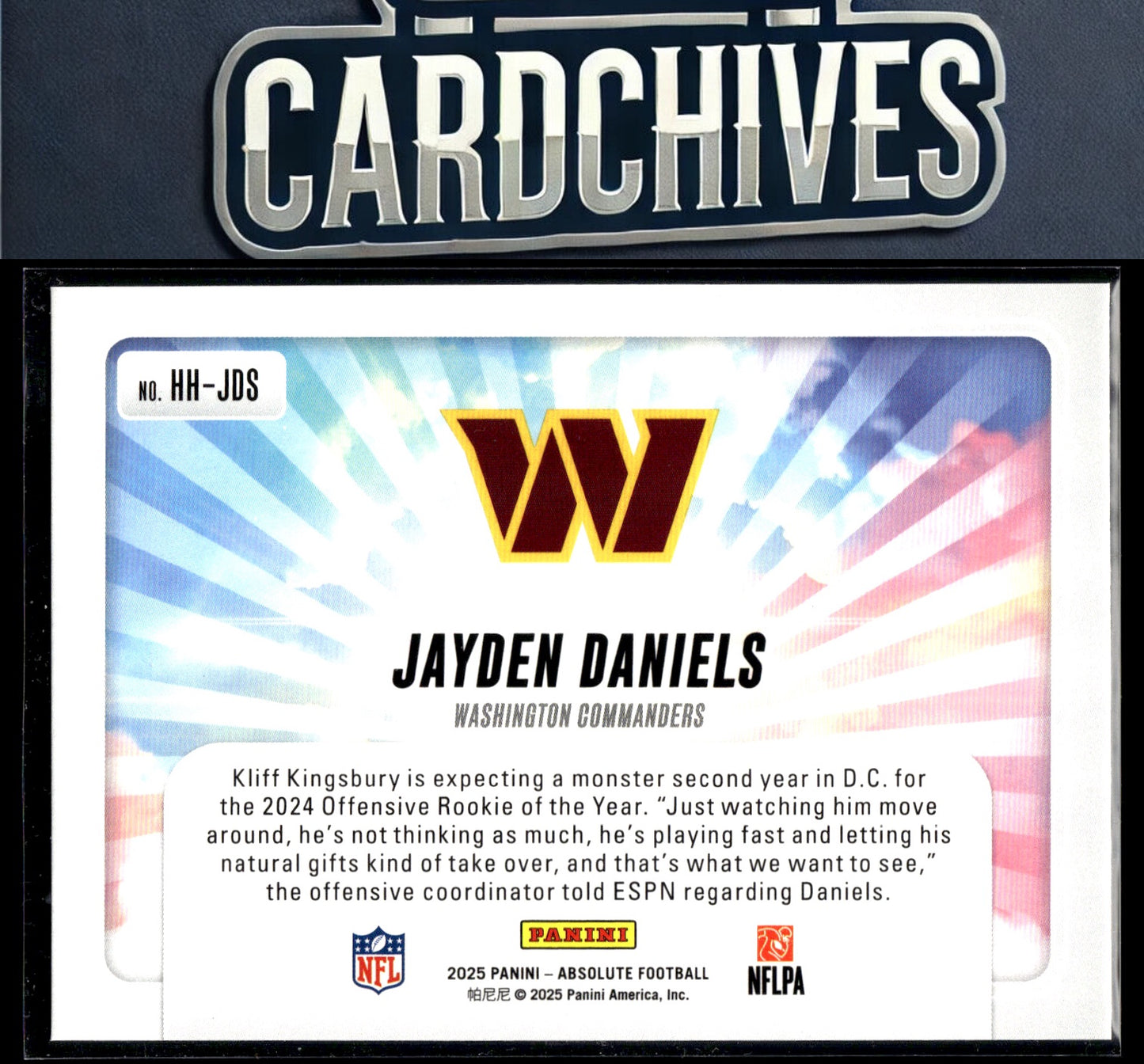 Jayden Daniels 2025 Panini Absolute #HH-JDS Hog Heaven