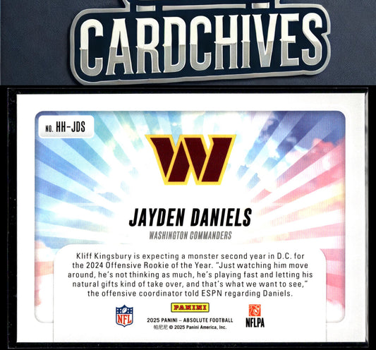 Jayden Daniels 2025 Panini Absolute #HH-JDS Hog Heaven