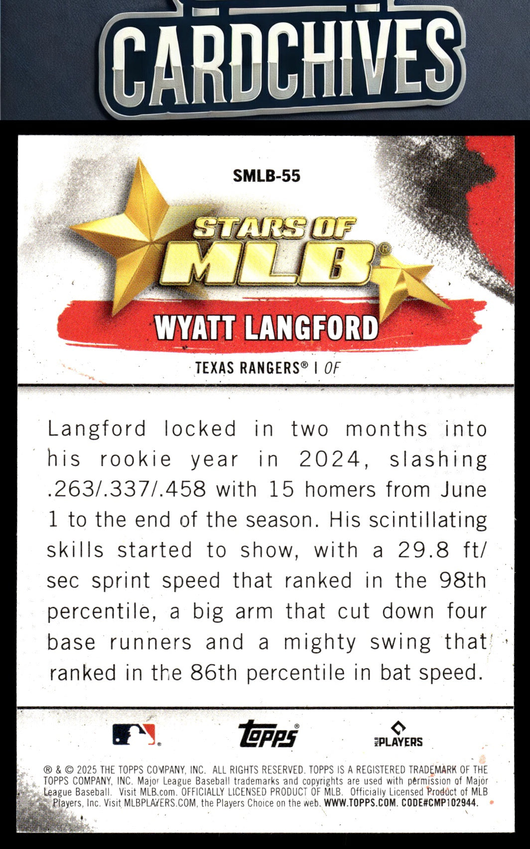 Wyatt Langford 2025 Topps #SMLB-55 Stars of MLB