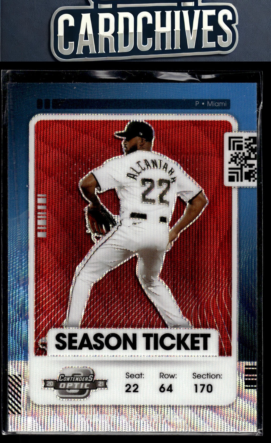 Sandy Alcantara 2021 Panini Contenders #87 Optic Red Wave