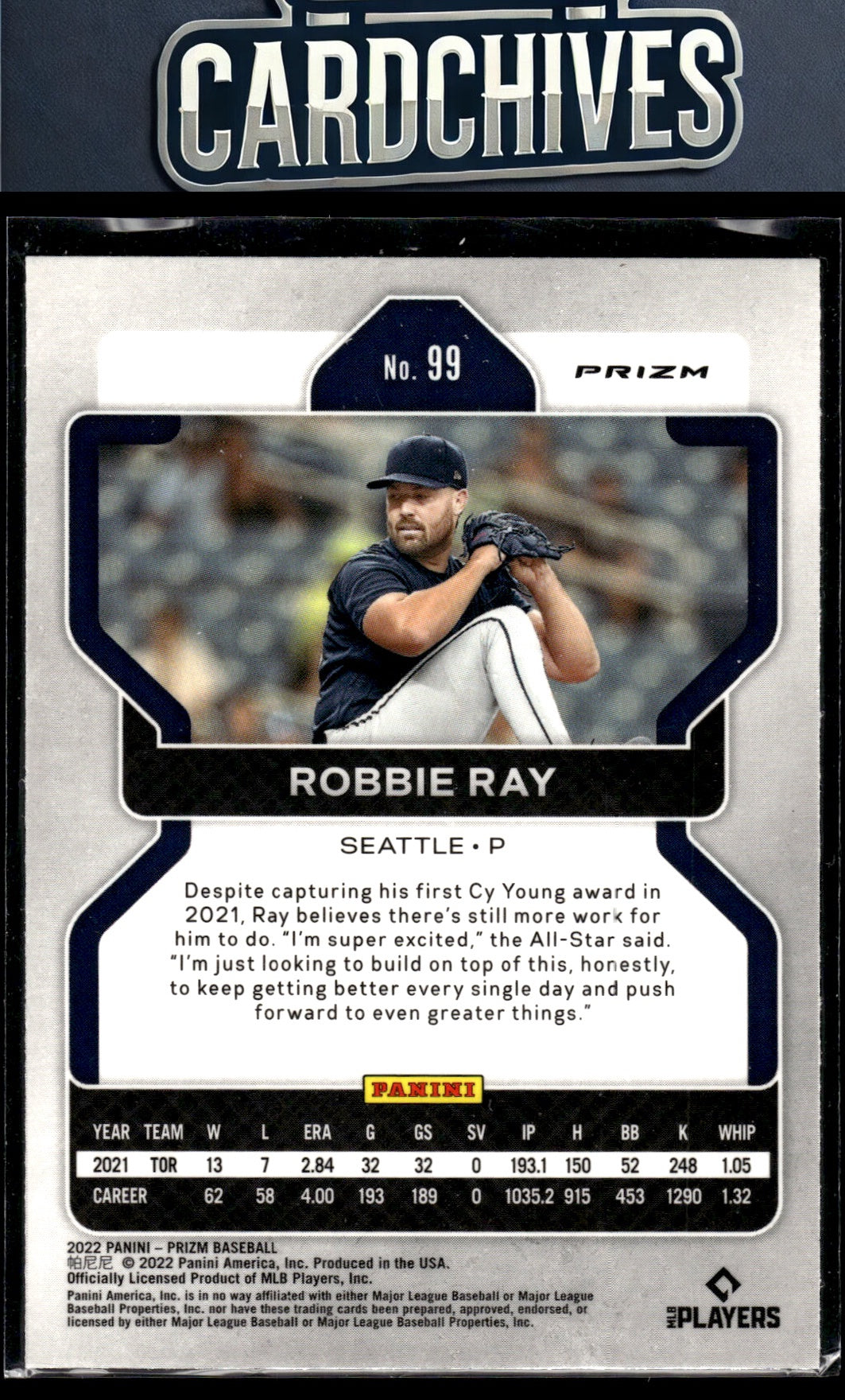 Robbie Ray 2022 Panini Prizm #99 Purple Prizm