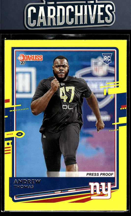 Andrew Thomas 2020 Donruss #253 Press Proof Yellow Rookie RC
