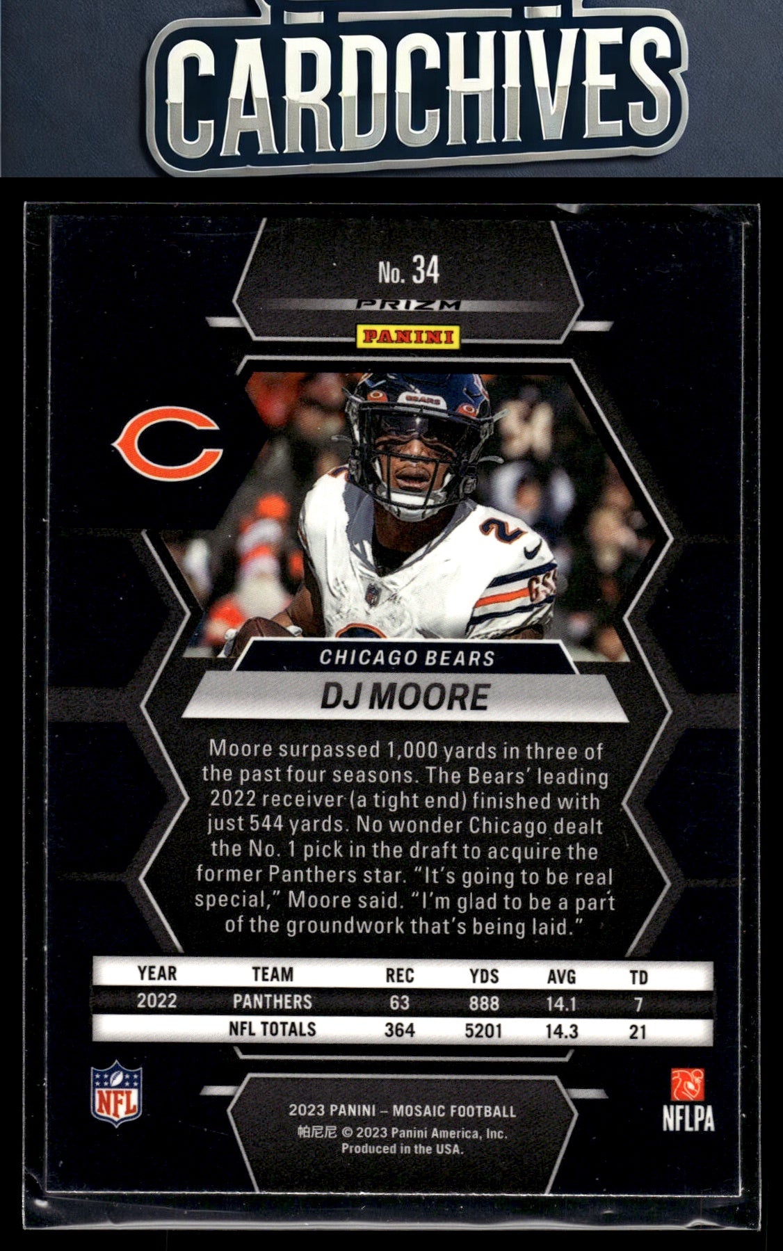 DJ Moore 2023 Panini Mosaic #34 Mosaic