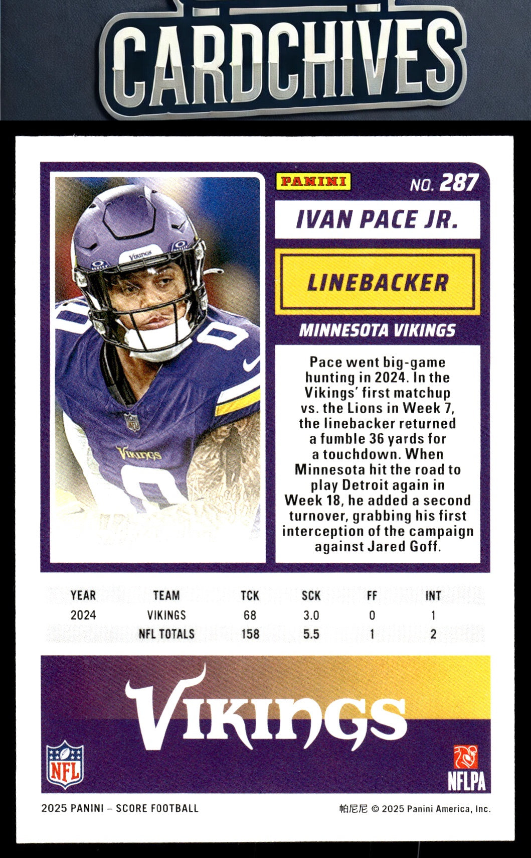 Ivan Pace Jr. 2025 Score #287