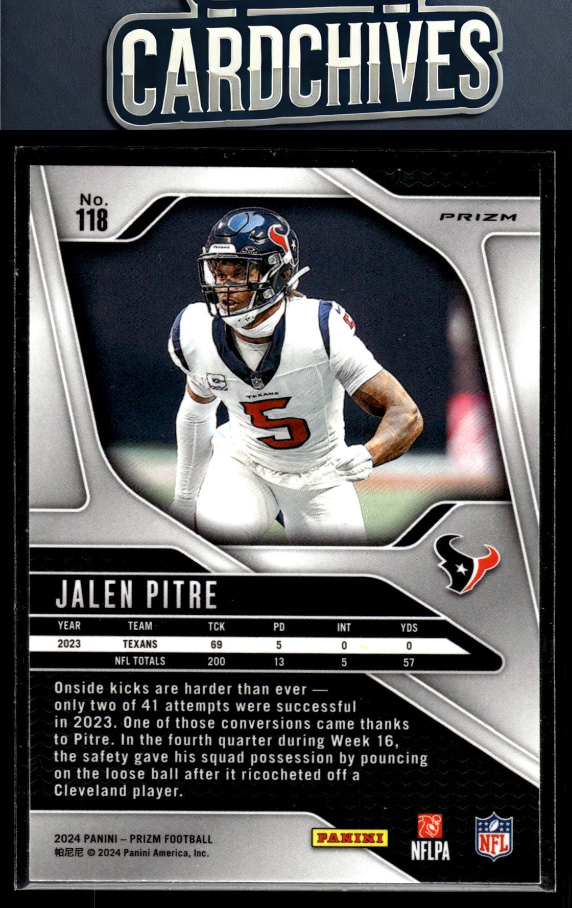 Jalen Pitre 2024 Panini Prizm #118 Lazer