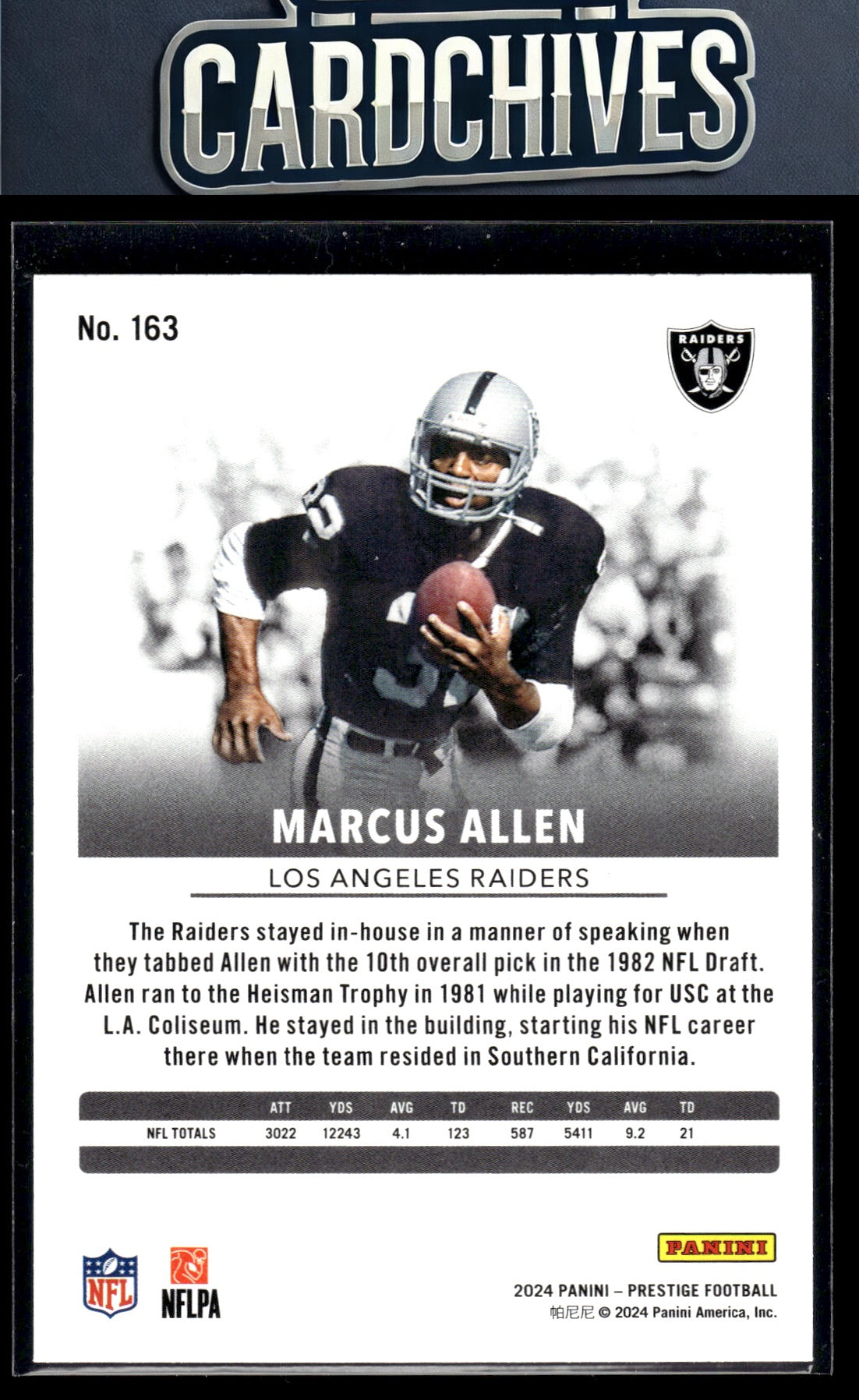 Marcus Allen 2024 Panini Prestige #163 Diamond Xtra Points