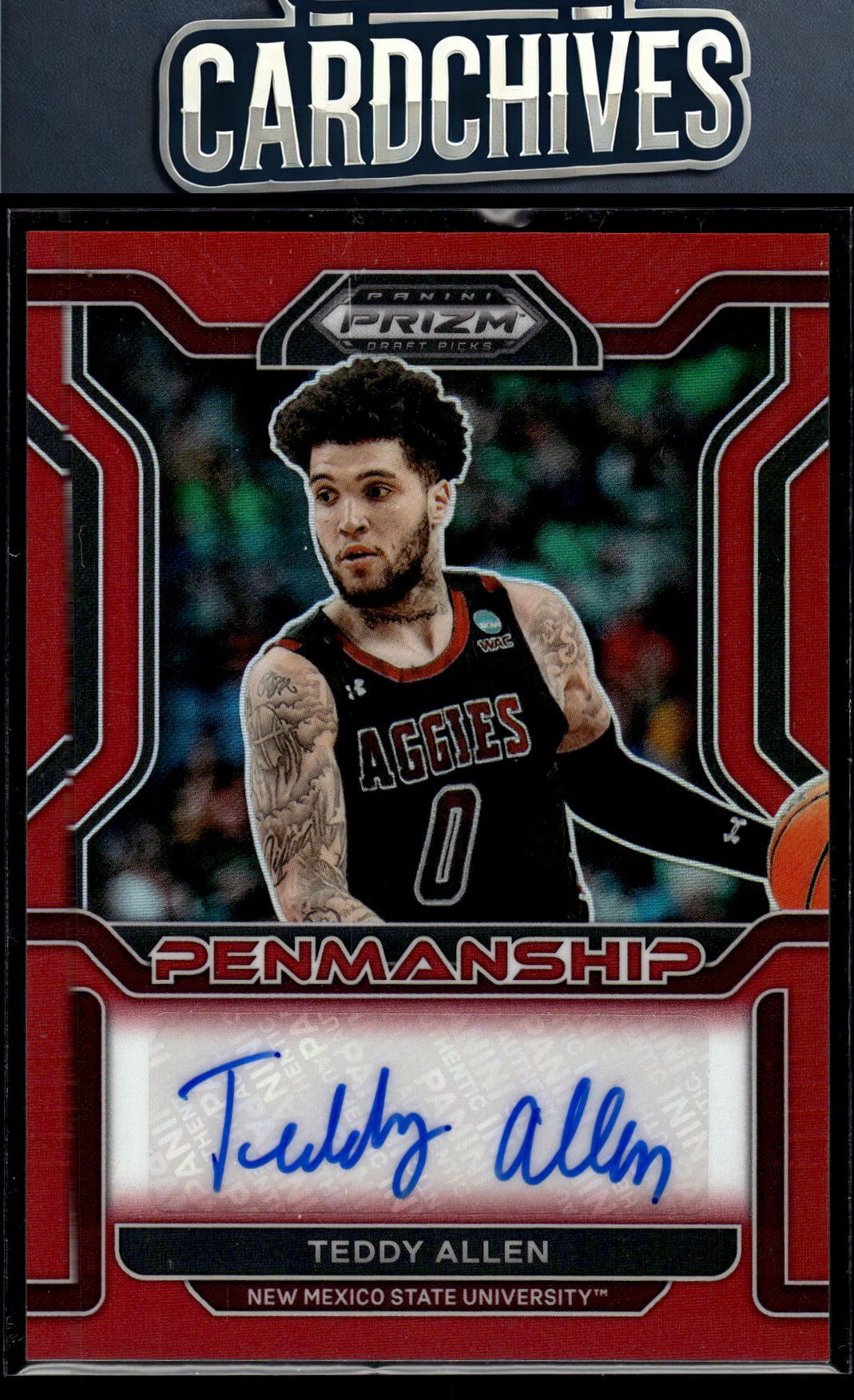 Teddy Allen 2022 Prizm DP #CP-TAL College Penmanship Red #/199