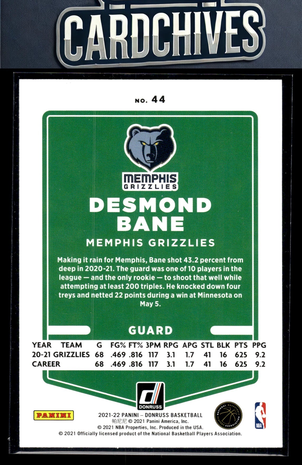 Desmond Bane 2021-22 Donruss #44