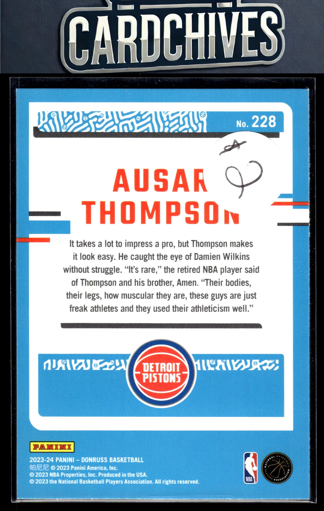 Ausar Thompson 2023-24 Donruss #228 Rookie RC