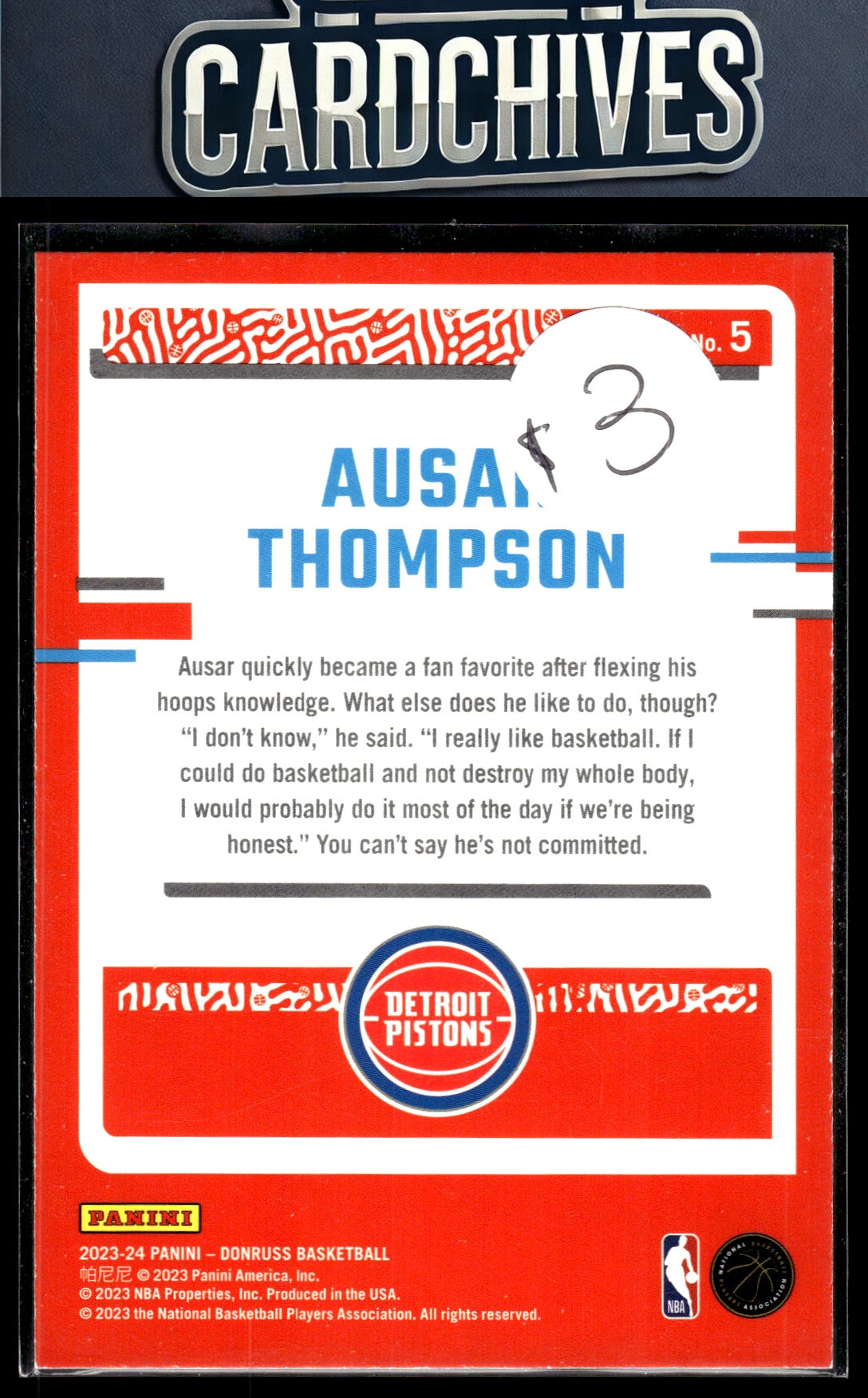 Ausar Thompson 2023-24 Donruss #5 The Rookies