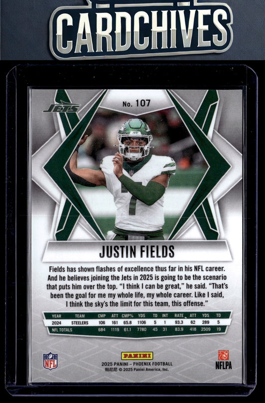 Justin Fields 2025 Panini Phoenix #107 Silver Pandora Prizm