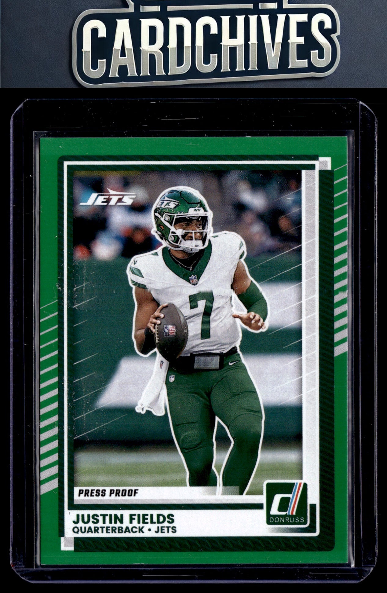 Justin Fields 2025 Donruss #248 Press Proofs Green