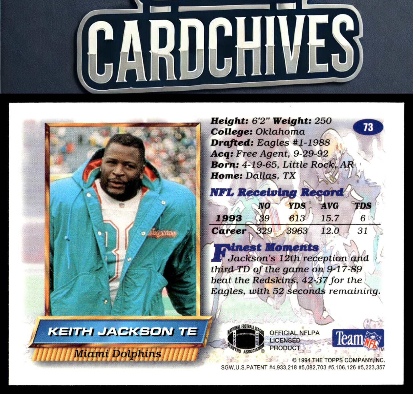 Keith Jackson 1994 Finest #73 Refractors