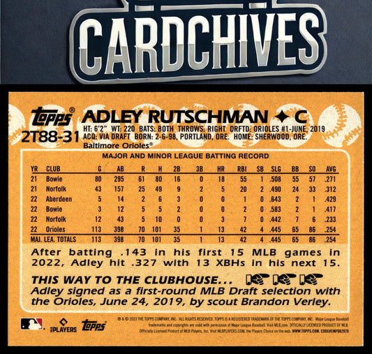 Adley Rutschman 2023 Topps #2T88-31 1988 Topps Baseball 35th (Series Two)