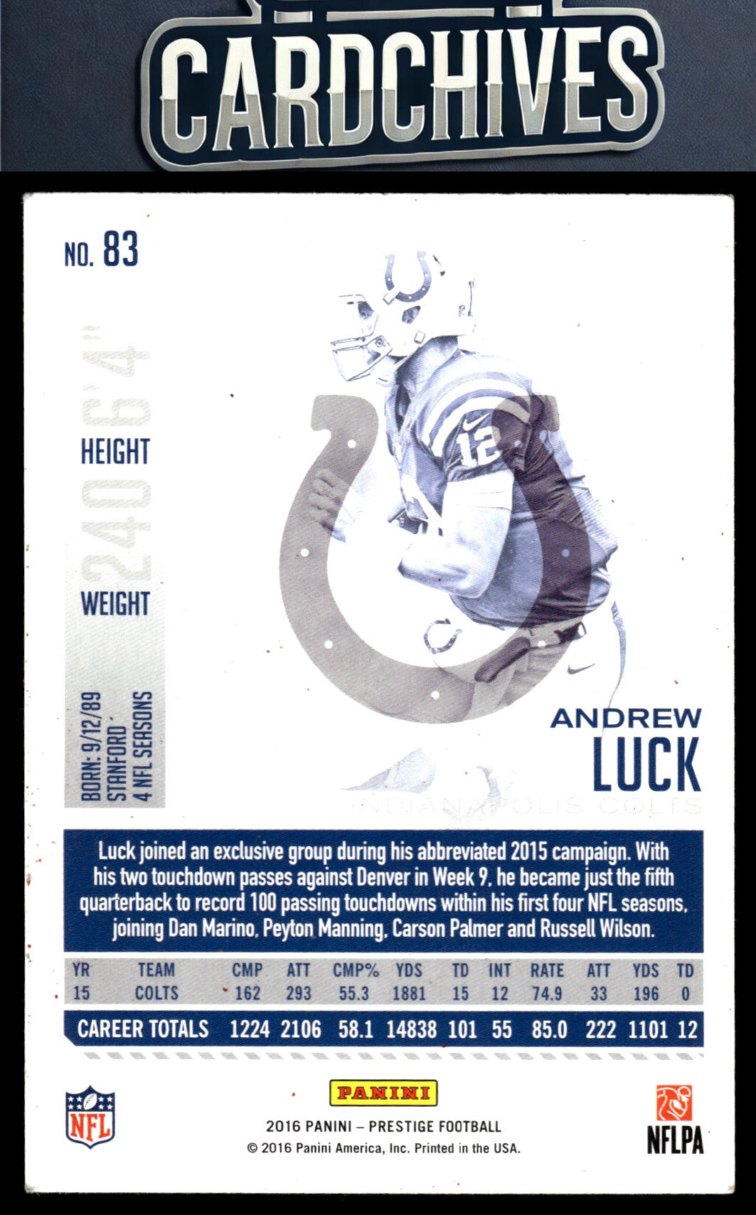Andrew Luck 2016 Panini Prestige #83