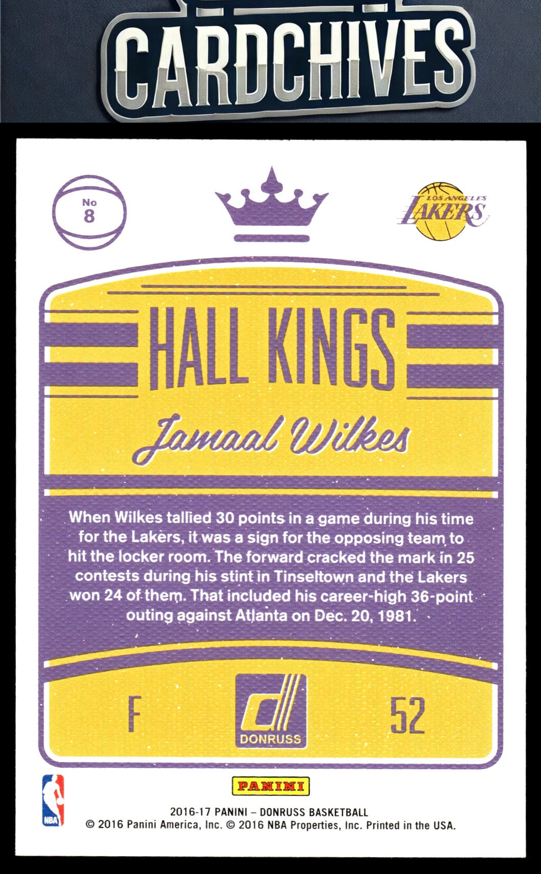 Jamaal Wilkes 2016-17 Donruss #8 Hall Kings
