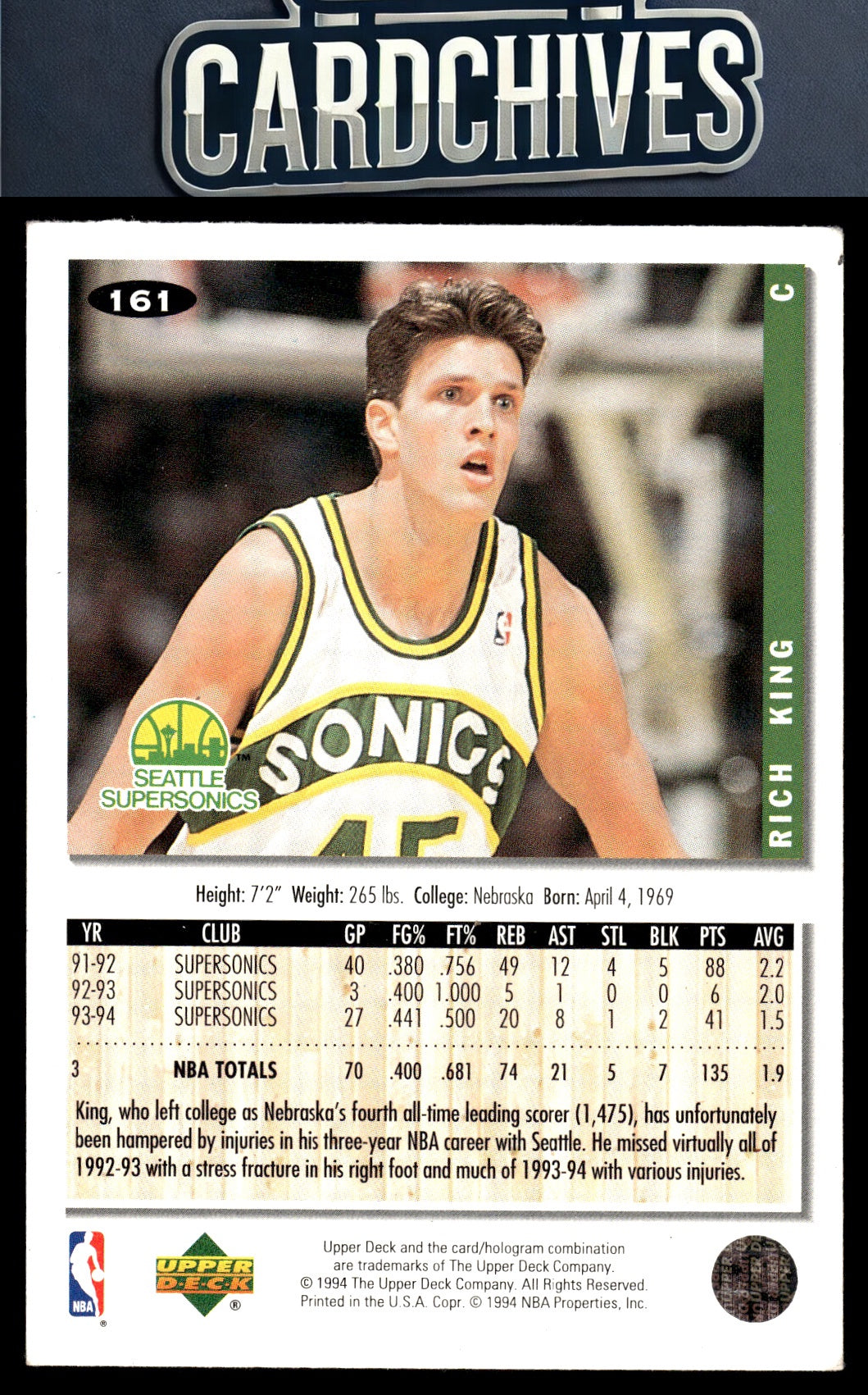 Rich King 1994-95 Collector's Choice French #161