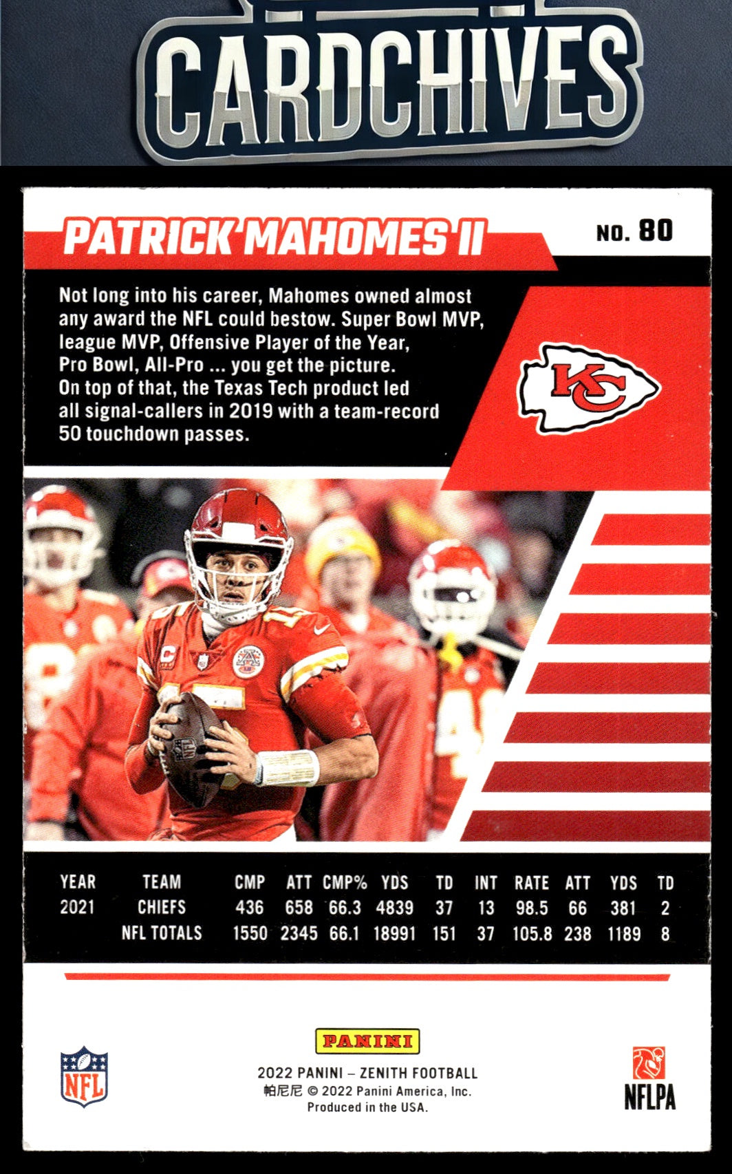 Patrick Mahomes II 2022 Zenith #80 Retail