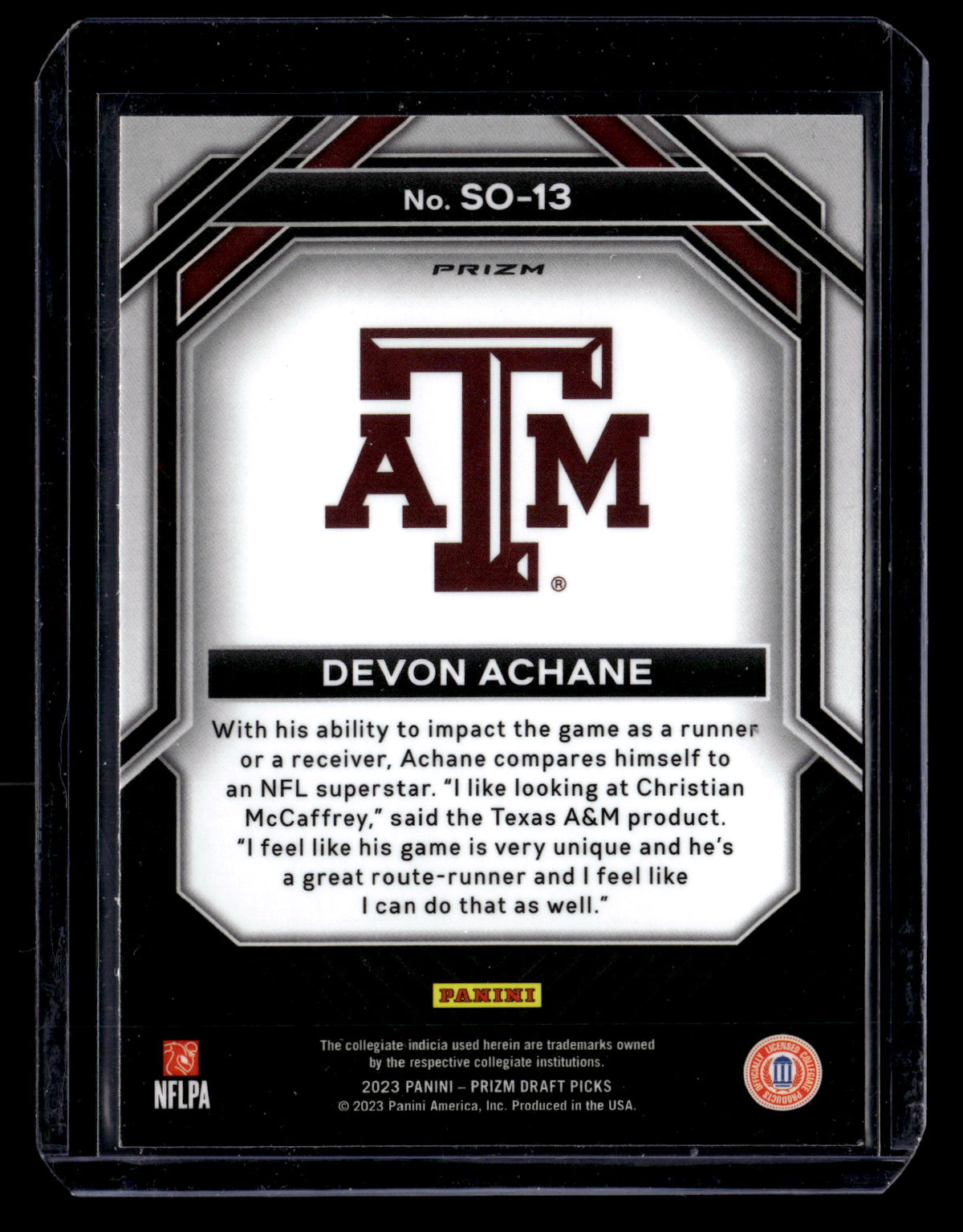 De'Von Achane 2023 Panini Prizm Draft Picks #SO-13 Student Orientation Gold Ice