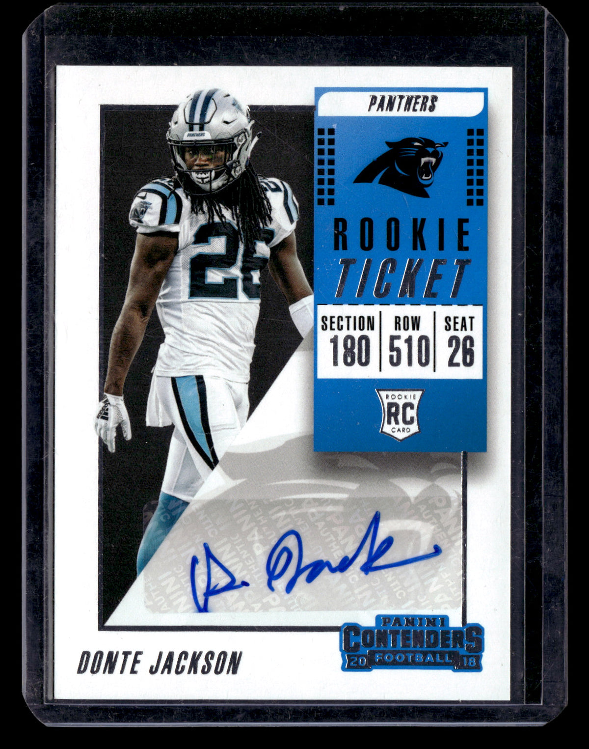 Donte Jackson 2018 Panini Contenders #261 Rookie Ticket Auto
