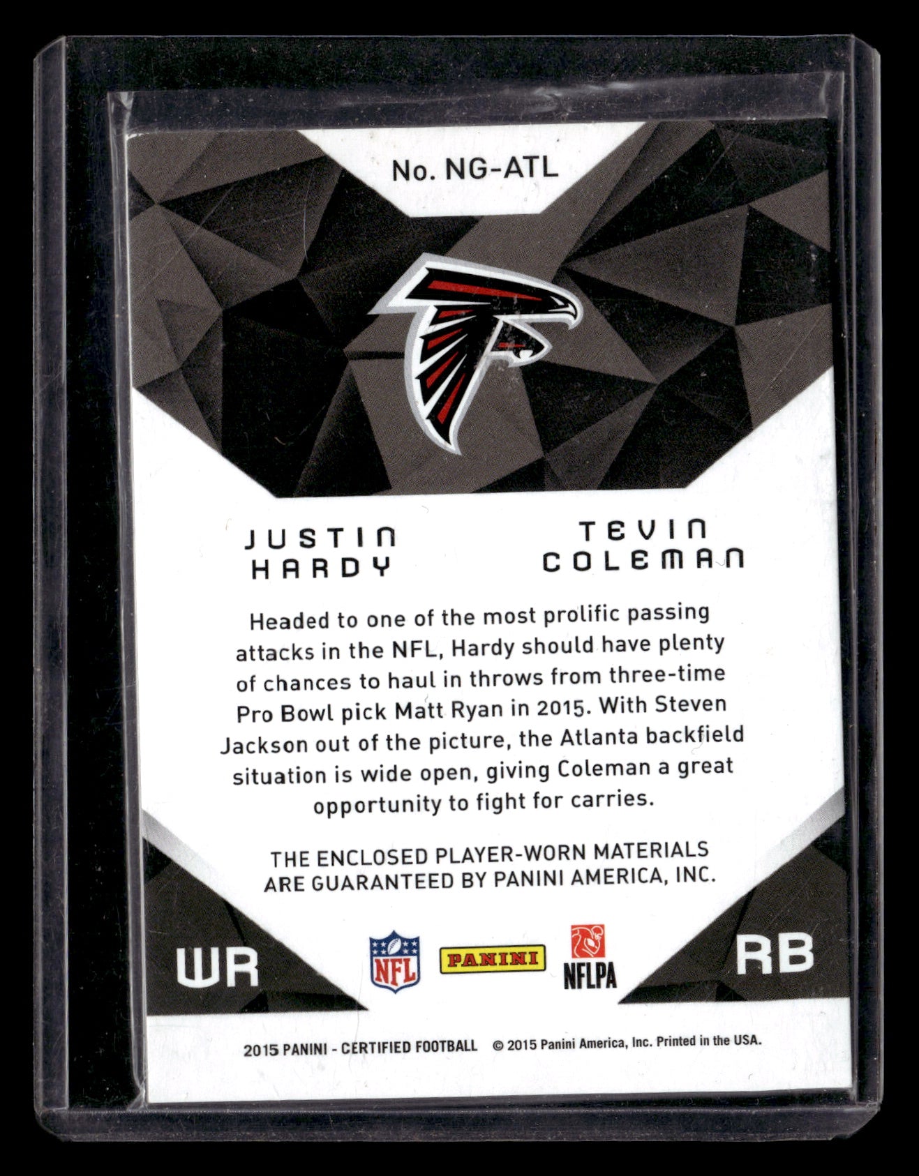Justin Hardy / Tevin Coleman 2015 Certified #NG-ATL New Generation Jerseys #/799