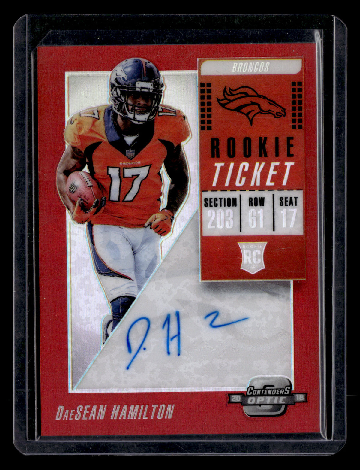 DaeSean Hamilton 2018 Panini Contenders Optic #132 Red #/199 RC Autograph