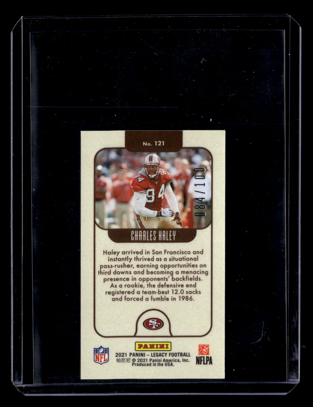 Charles Haley 2021 Panini Legacy #121 Premium Edition Mini Bronze #/100 SN