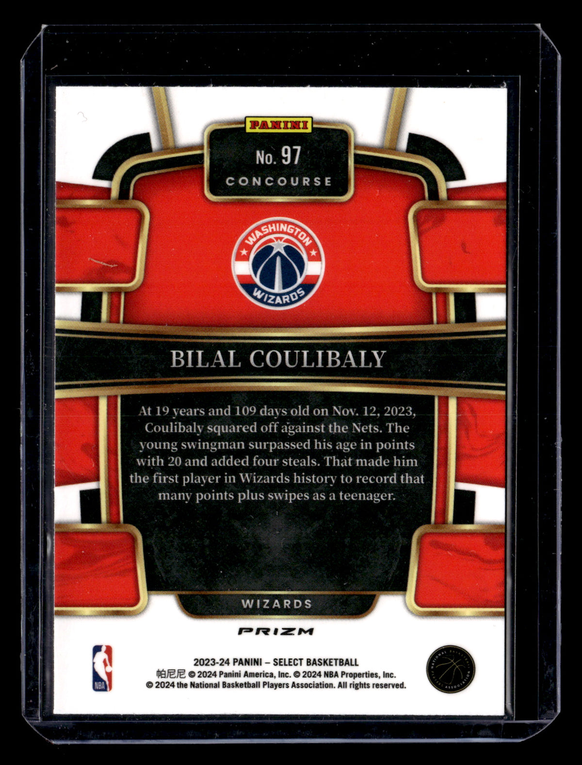 Bilal Coulibaly 2023-24 Panini Select #97 Tectonic Prizms RC