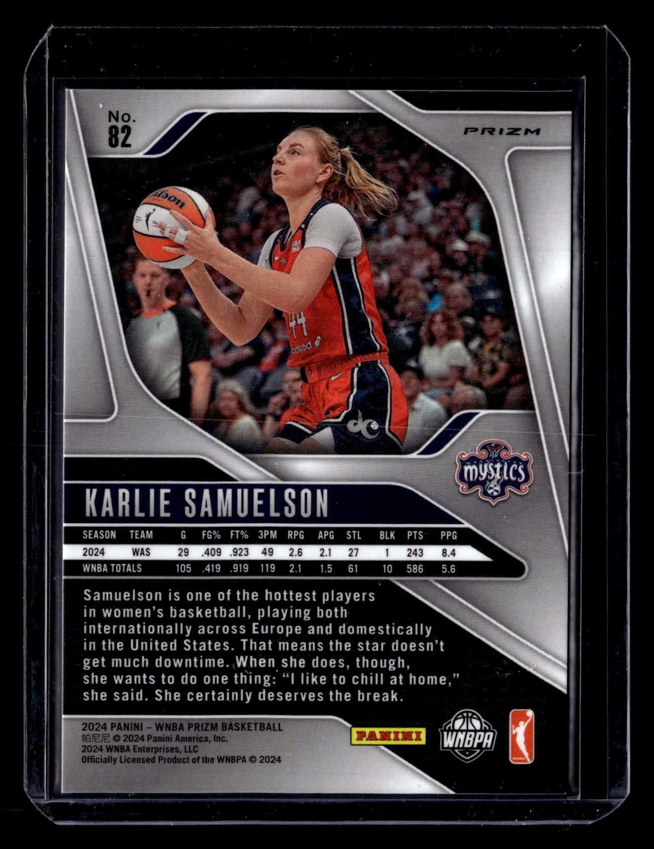 Karlie Samuelson 2024 Panini Prizm WNBA #82 Silver Prizms