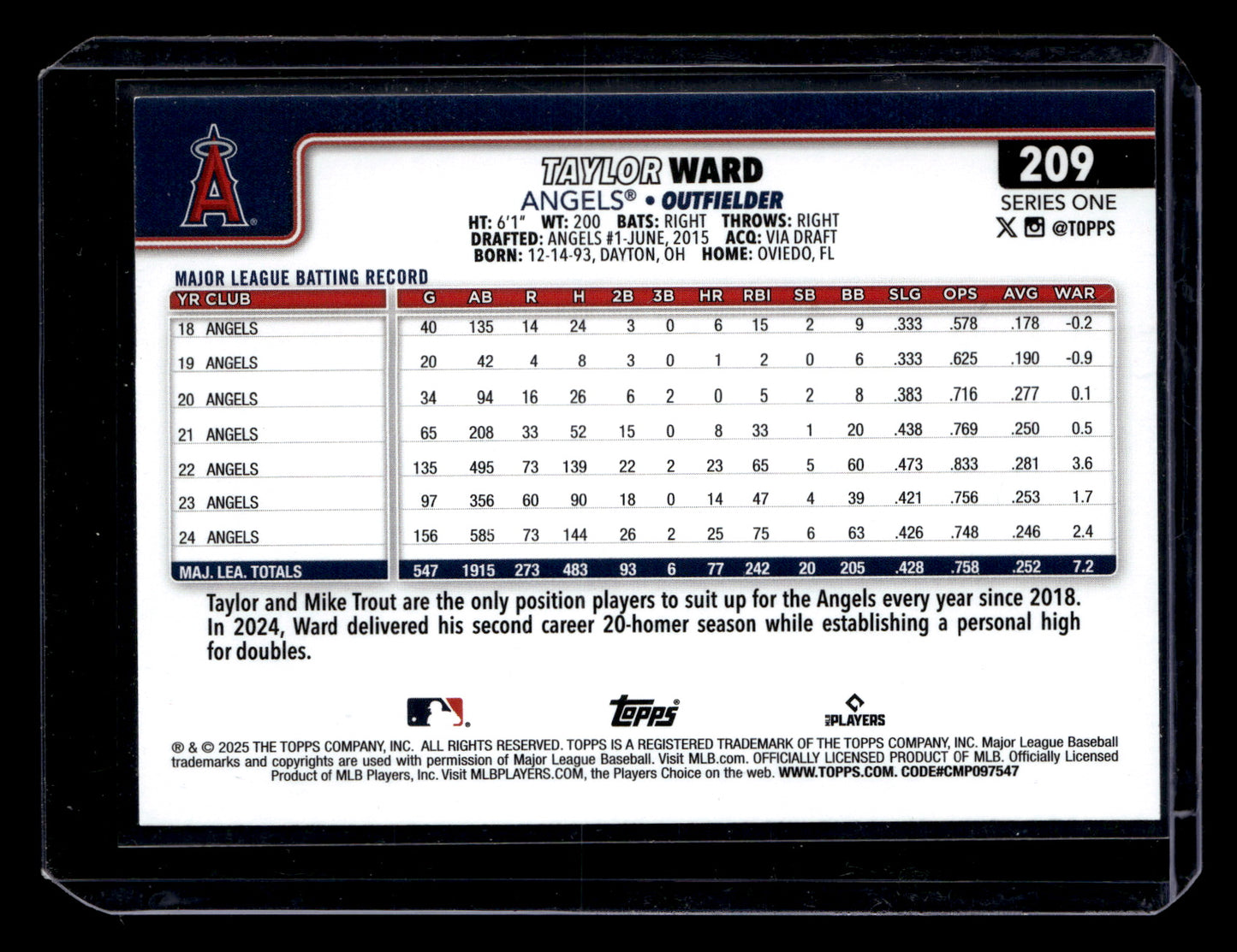 Taylor Ward 2025 Topps #209 Diamante Foil